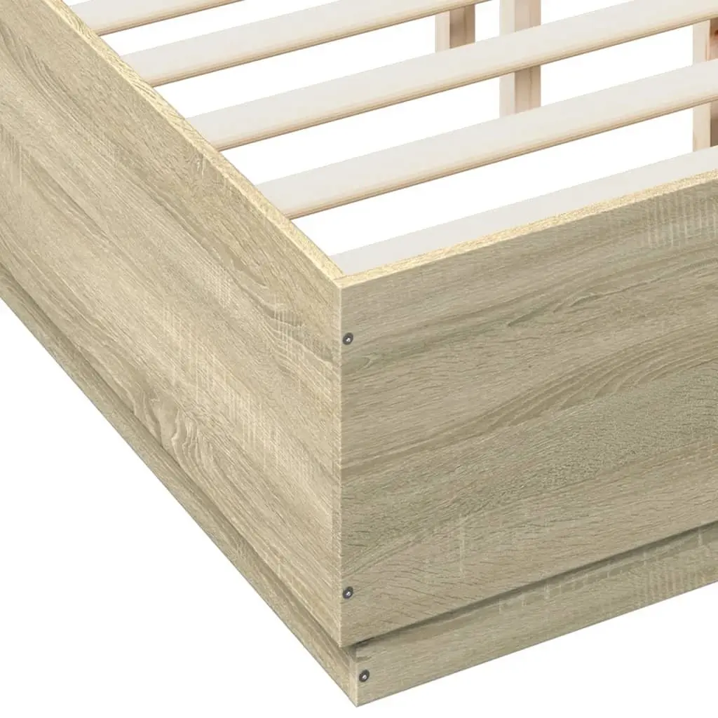 Bed Frame Brown Engineered Wood Slatted Base 135x190 cm Suitable for Contemporary Bedroom Furniture