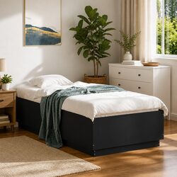 Comfortable Modern Bed Frame 90x190 cm in Black