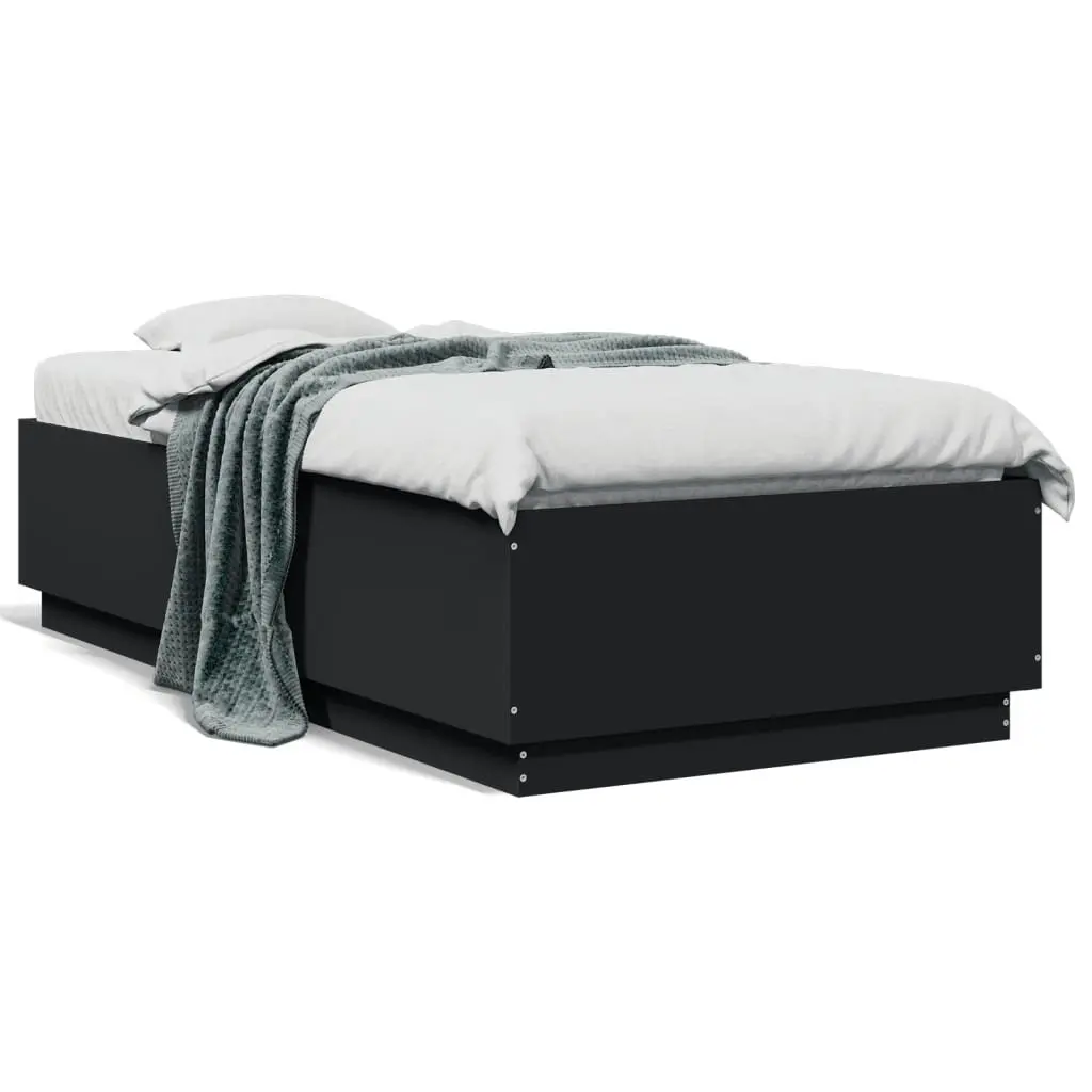 Bed Frame 90x190 cm Modern Black Slatted Base Engineered Wood Bedroom Furniture