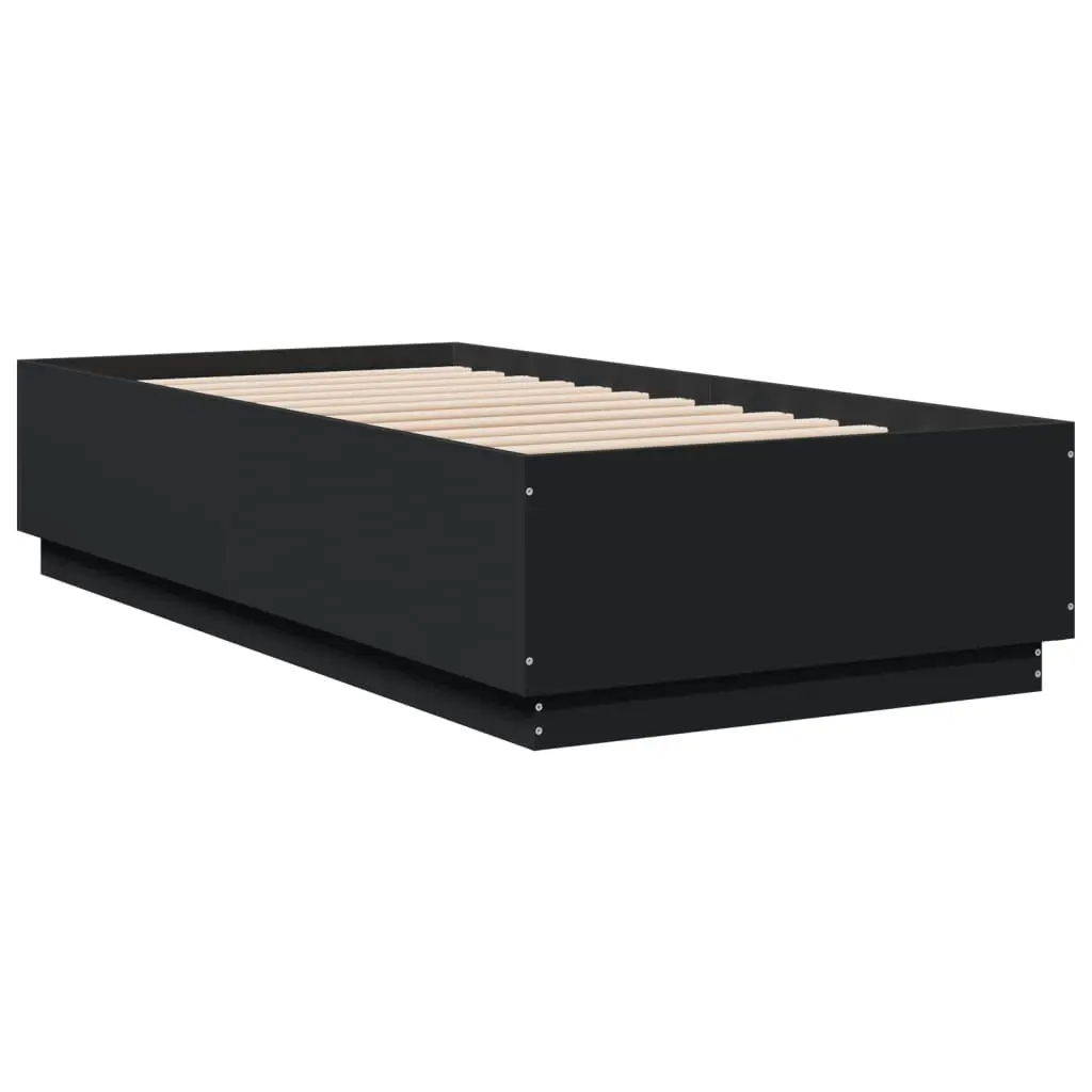 Bed Frame 90x190 cm Modern Black Slatted Base Engineered Wood Bedroom Furniture