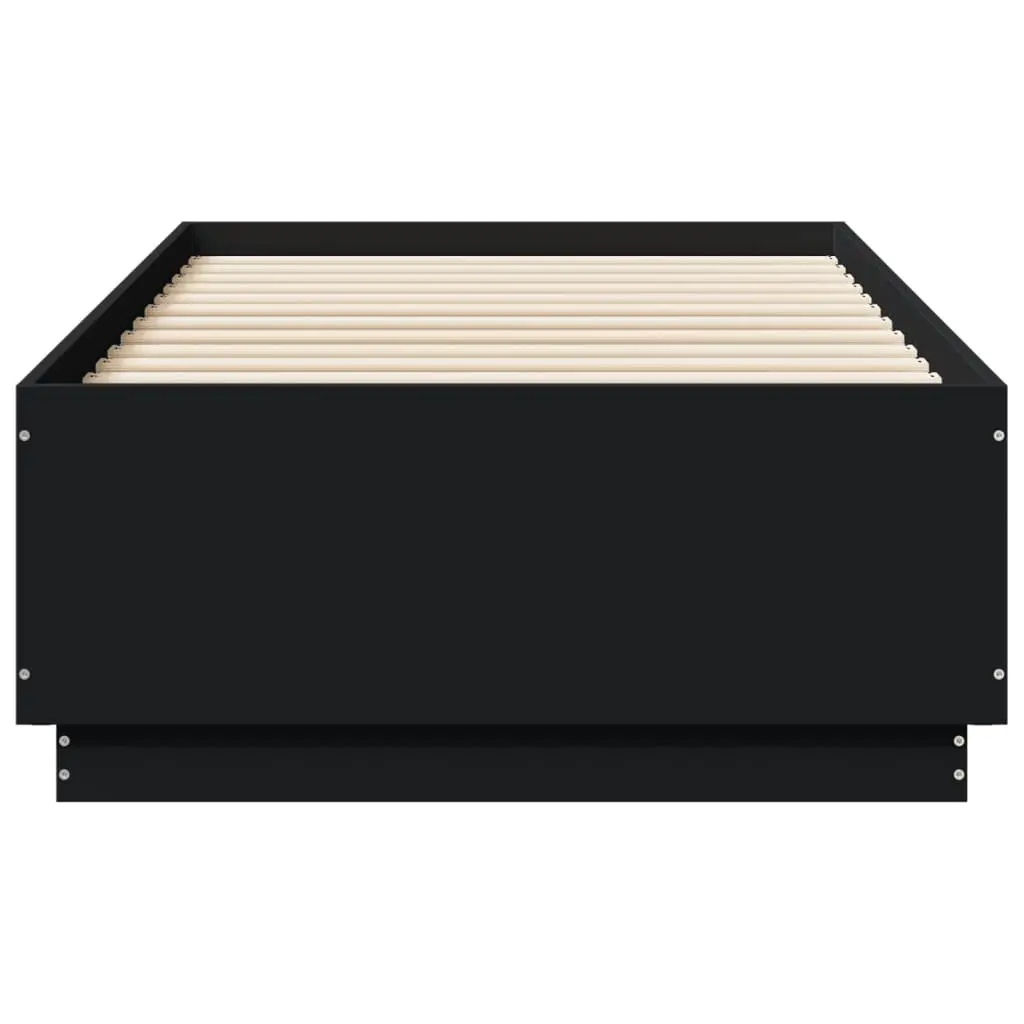 Bed Frame 90x190 cm Modern Black Slatted Base Engineered Wood Bedroom Furniture
