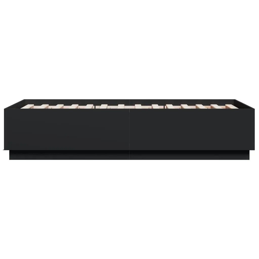 Bed Frame 90x190 cm Modern Black Slatted Base Engineered Wood Bedroom Furniture