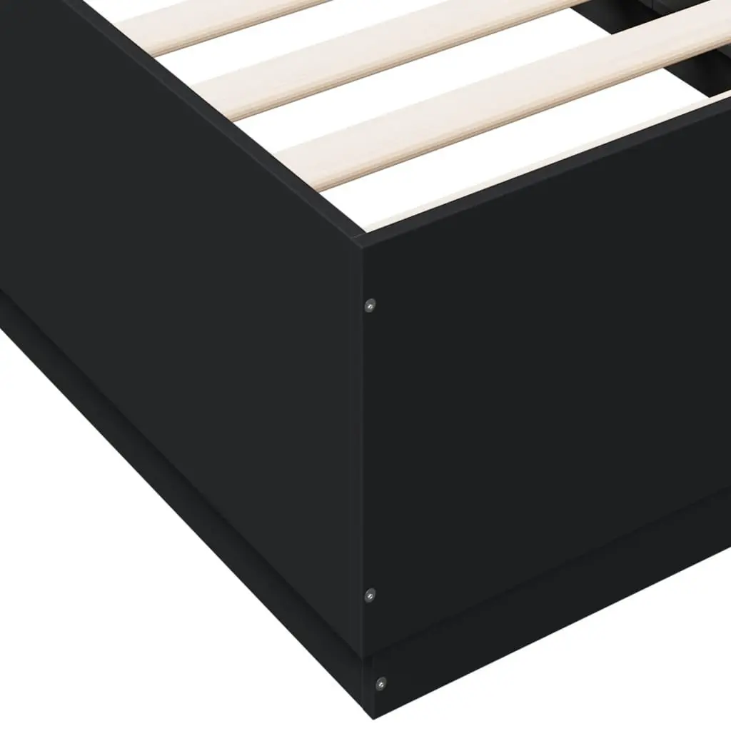 Bed Frame 90x190 cm Modern Black Slatted Base Engineered Wood Bedroom Furniture
