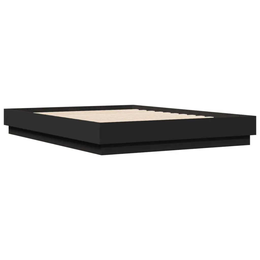 Bed Frame RGB LED Lights 135x190cm Black Platform Bedroom Furniture