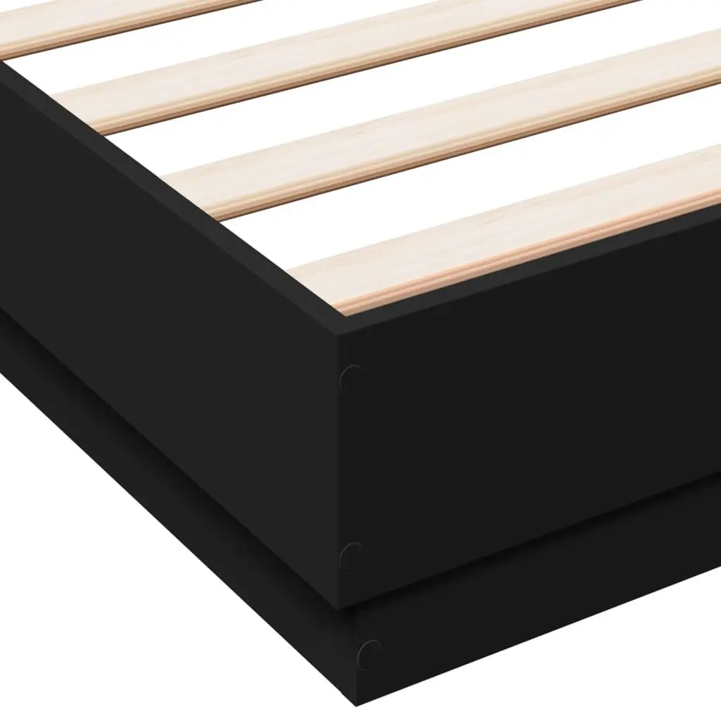 Bed Frame RGB LED Lights 135x190cm Black Platform Bedroom Furniture