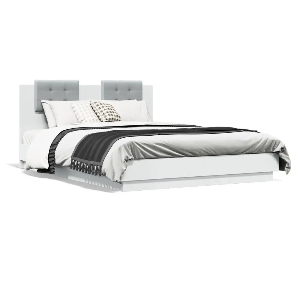 White Bed Frame with Headboard 150x200 cm