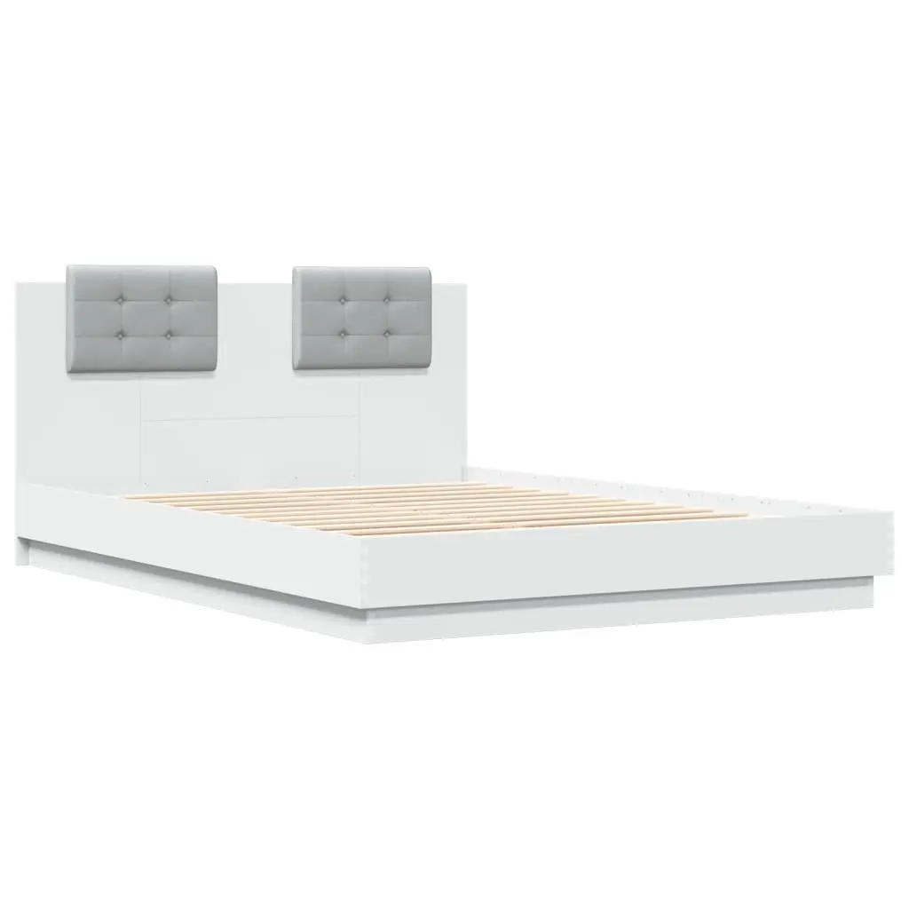White Bed Frame with Headboard 150x200 cm