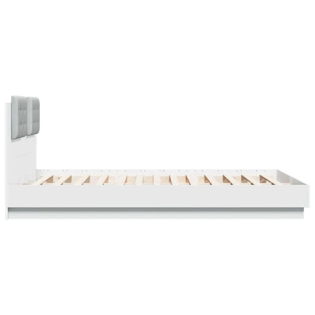 White Bed Frame with Headboard 150x200 cm