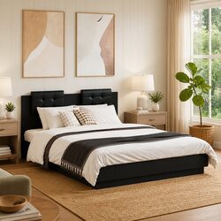 Reliable Black Bed Frame with Headboard for Comfort