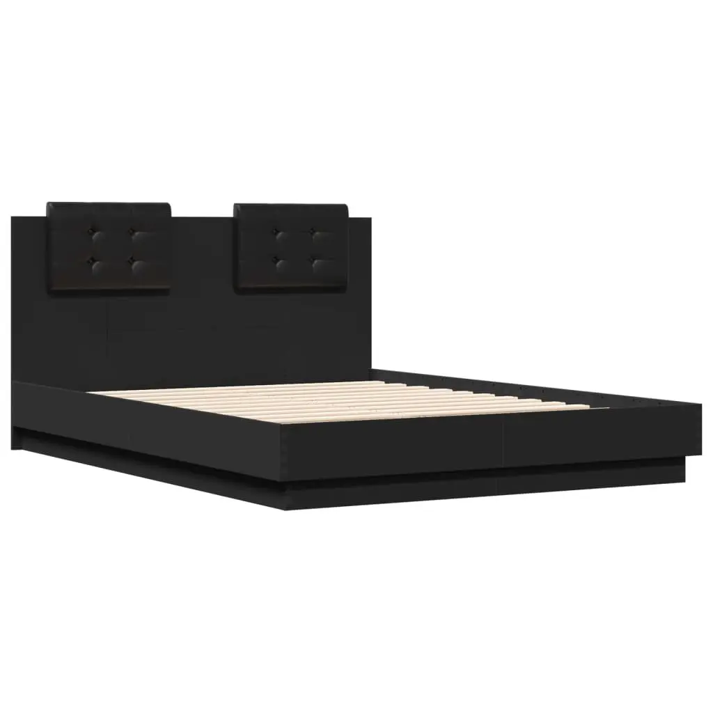 Black Bed Frame with Headboard for Comfort