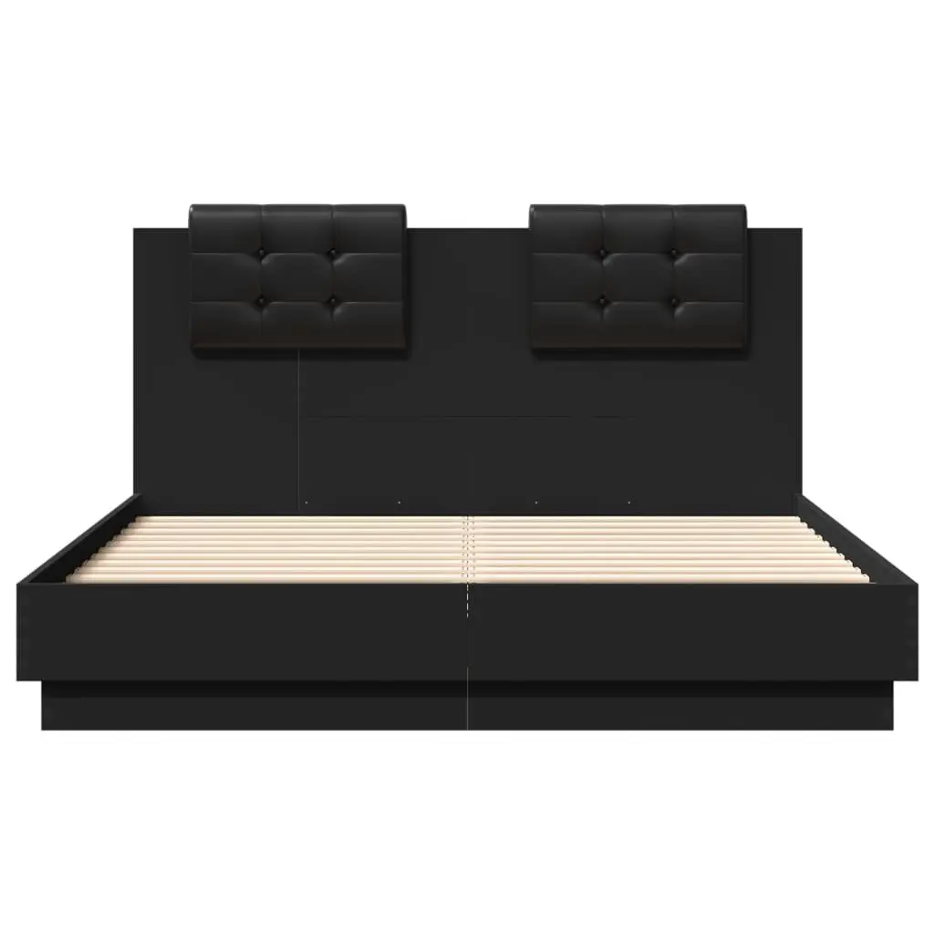 Black Bed Frame with Headboard for Comfort
