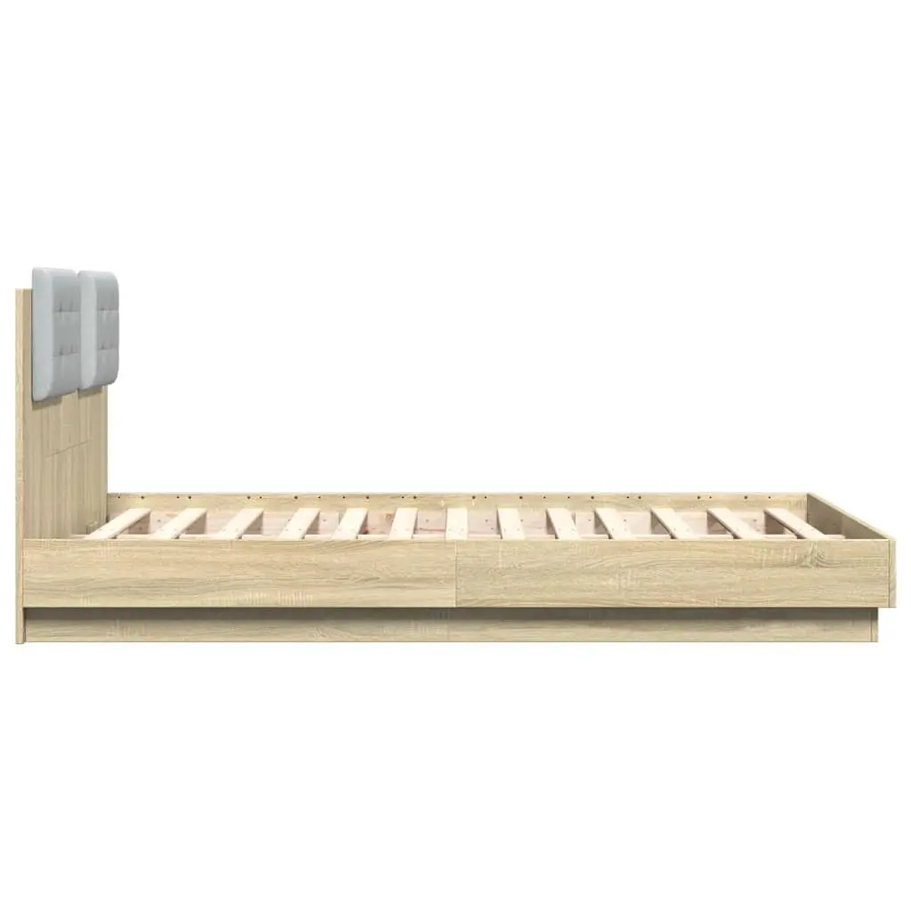 Bed Frame Headboard Sonoma Oak 135x190 cm Bedroom Furniture Slatted Base
