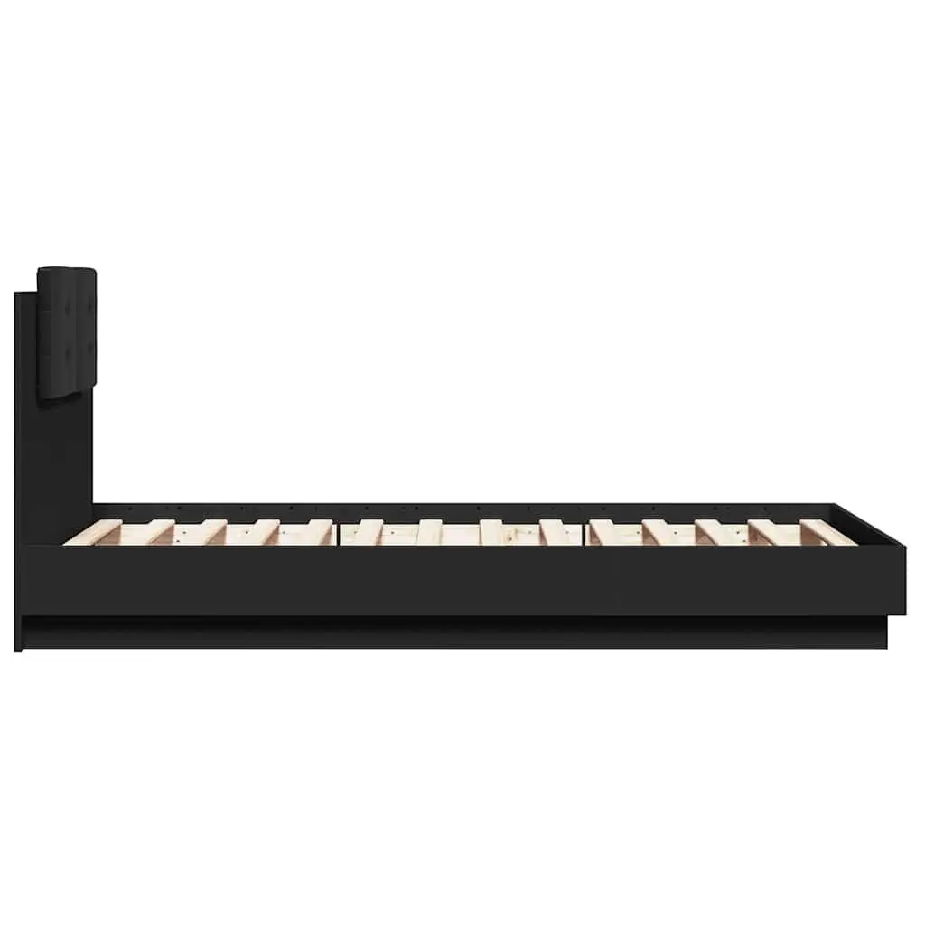 Bed Frame with Headboard Black 90x190 cm Slatted Base Engineered Wood