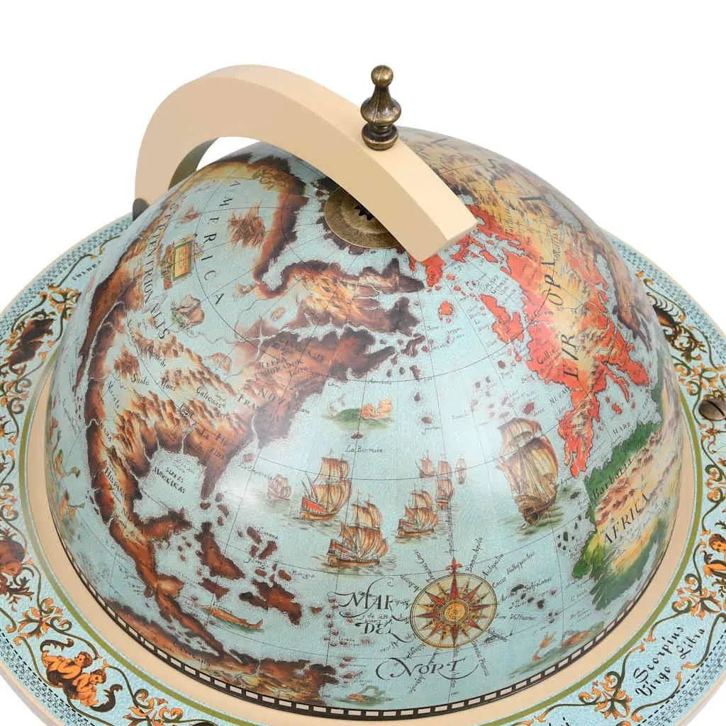 Globe Bar Wine Stand Mobile Storage Bottle Glass Holder Blue