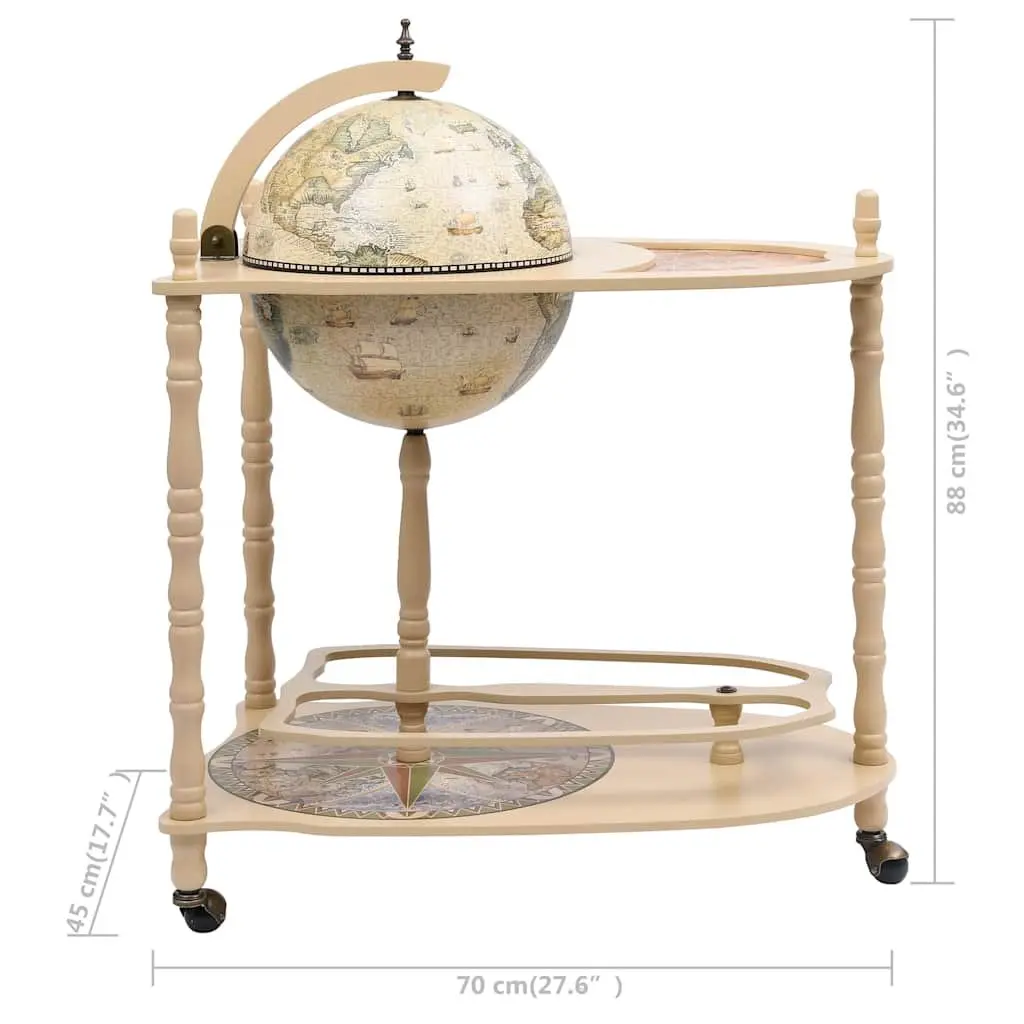 Green Globe Bar Cabinet with Wheels