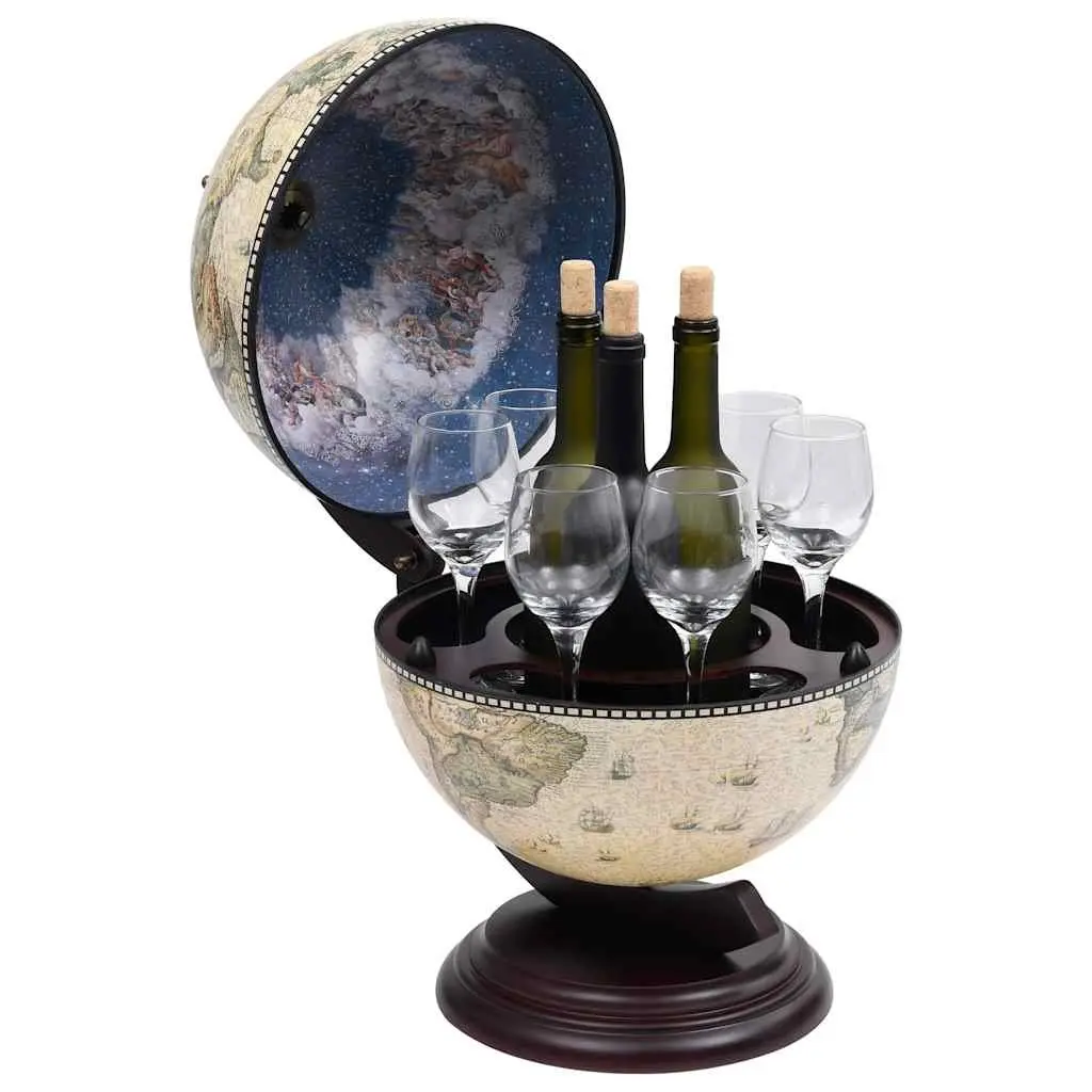 Tabletop Globe Bar Cabinet Rotating Wine Storage Green Decor Display