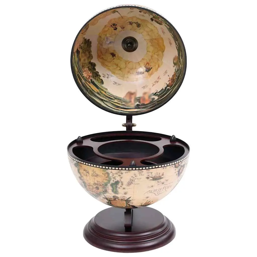 Tabletop Globe Bar Cabinet Rotating Storage Display White