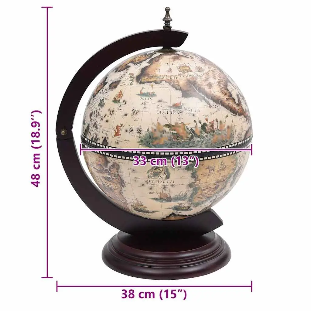 Tabletop Globe Bar Cabinet Rotating Storage Display White