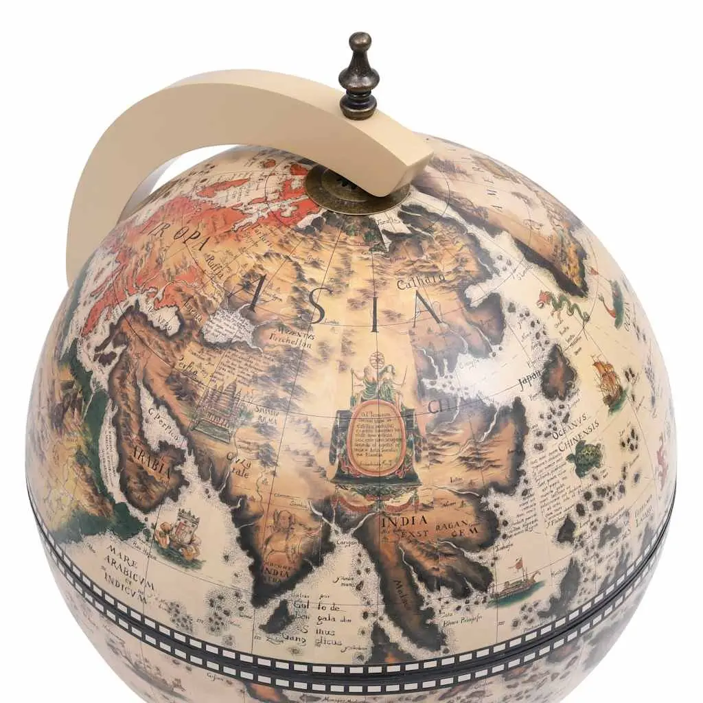 Tabletop Globe Bar Wine Stand Rotating Drink Cabinet Storage White Eucalyptus