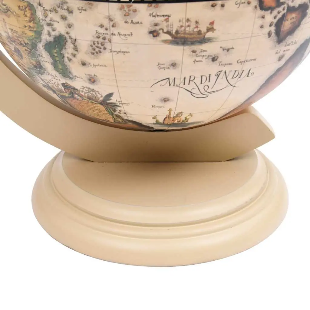 Tabletop Globe Bar Wine Stand Rotating Drink Cabinet Storage White Eucalyptus