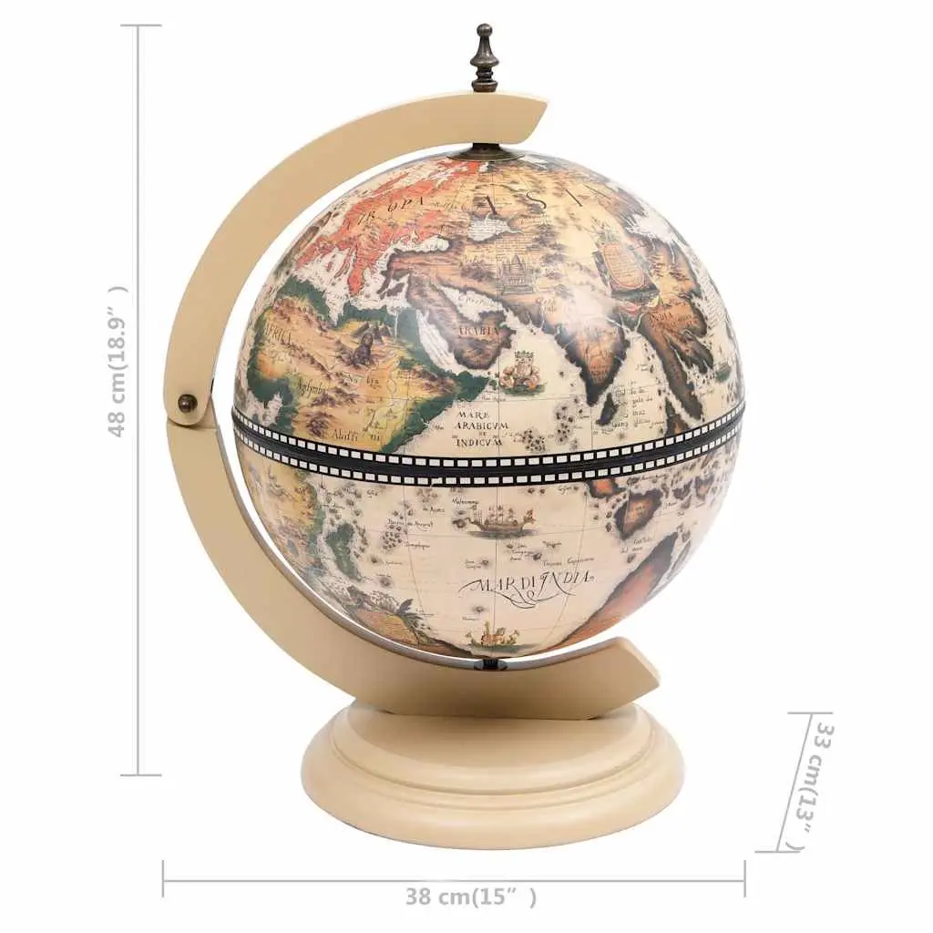Tabletop Globe Bar Wine Stand Rotating Drink Cabinet Storage White Eucalyptus