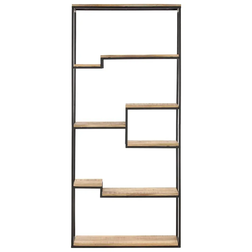 Bookcase Industrial Shelving Storage Unit 80x30x180 cm Brown Rough Mango Wood