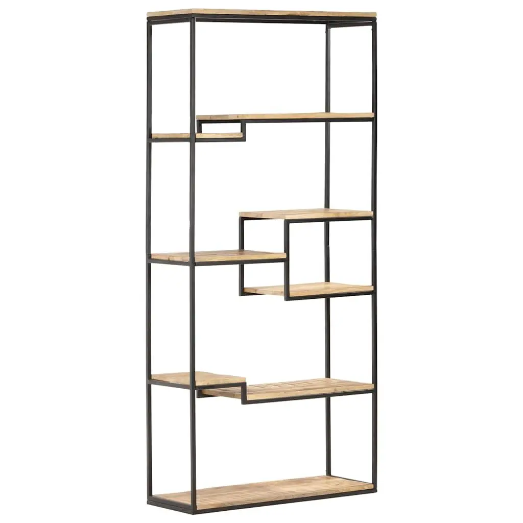 Bookcase Industrial Shelving Storage Unit 80x30x180 cm Brown Rough Mango Wood