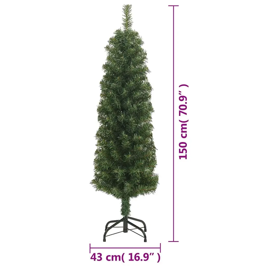 Artificial Christmas Tree Slim 150cm Green Indoor Outdoor Seasonal Decoration