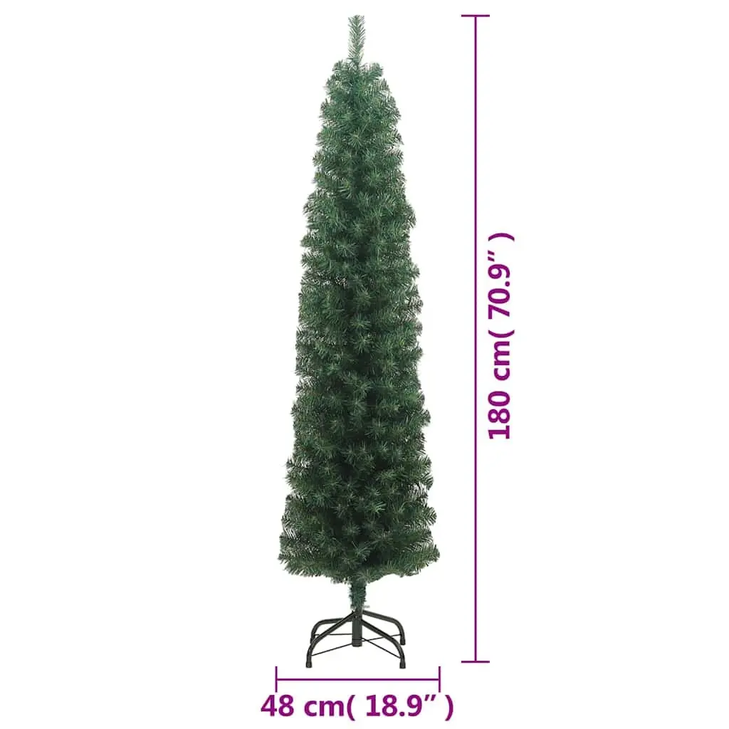 Artificial Christmas Tree Green 180cm Slim Seasonal Holiday Home Decor
