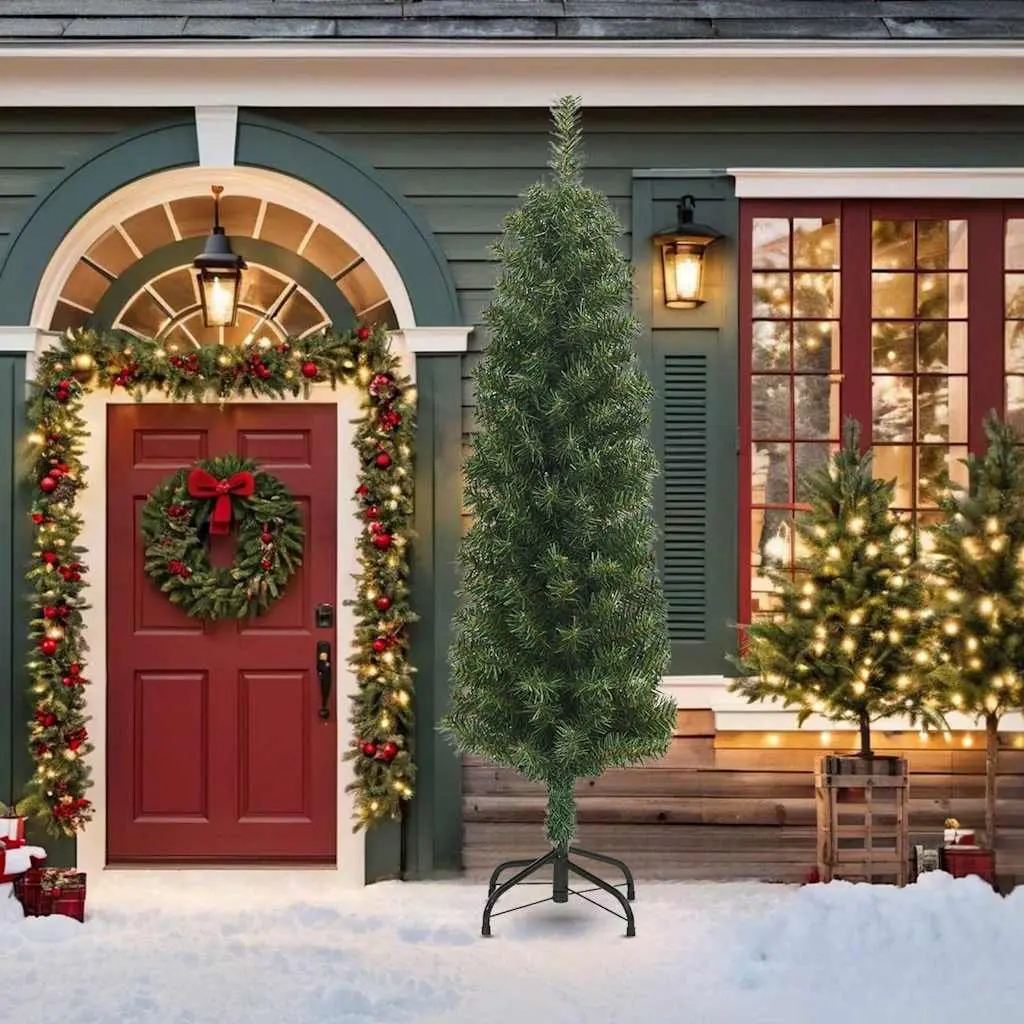 210cm Slim Artificial Christmas Tree in Green