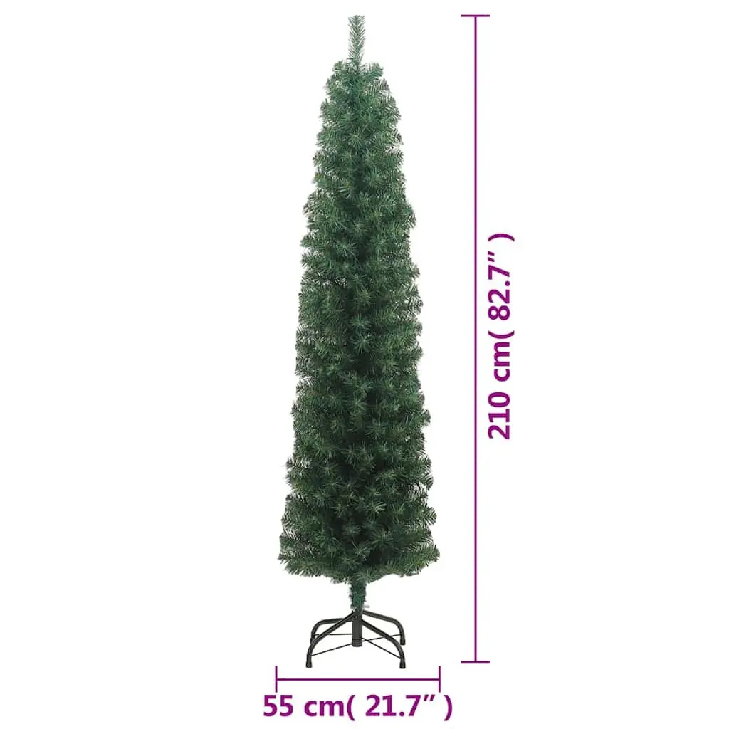 210cm Slim Artificial Christmas Tree in Green