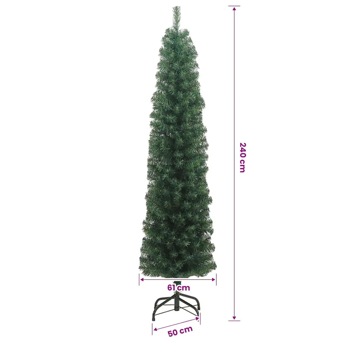 Artificial Christmas Tree Green 240cm Slim Holiday Seasonal Decoration Indoor