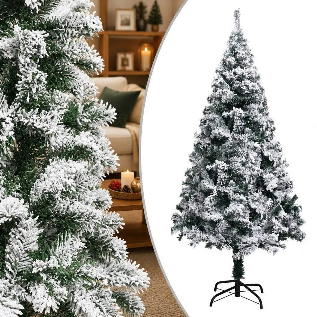 Artificial Christmas Tree 150cm Flocked Snow Green PVC