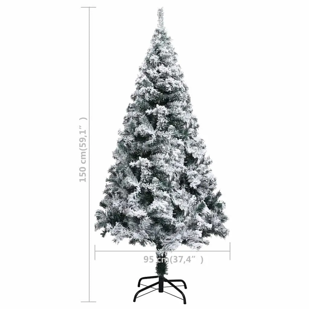 Artificial Christmas Tree 150cm Flocked Snow Green PVC
