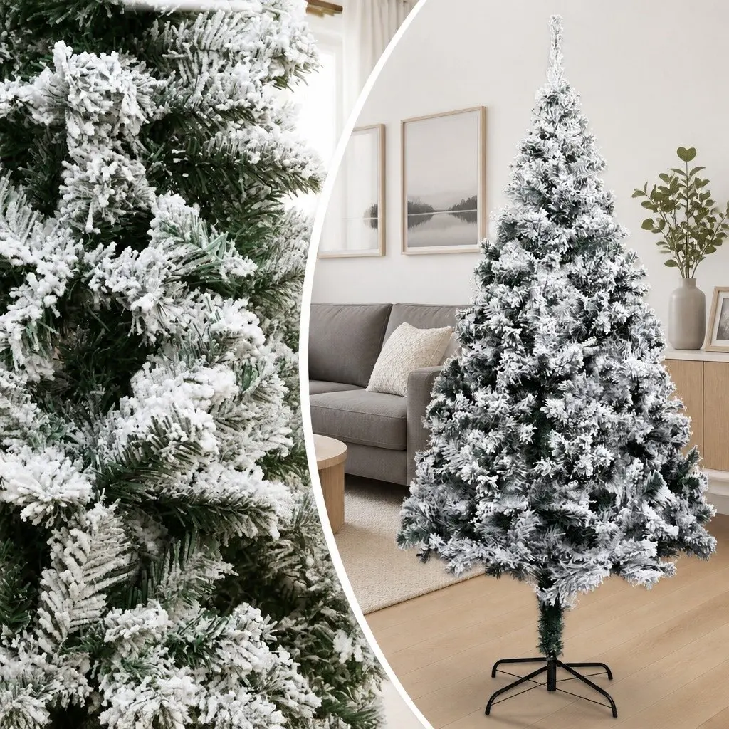 Artificial Christmas Tree 180cm Green Flocked Snow PVC