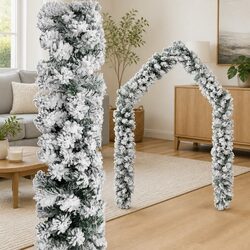 Reliable Green Christmas Garland 5m with Snow Detail