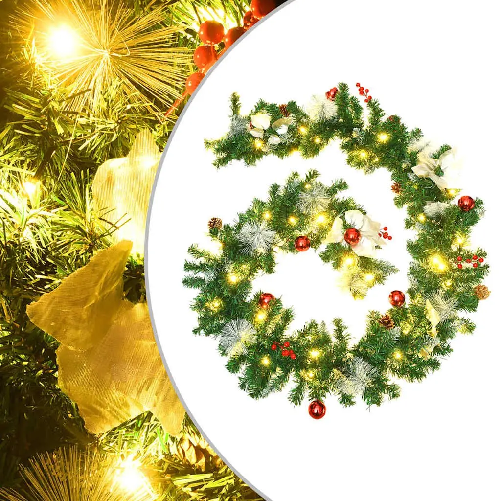 Christmas Garland LED Lights 2.7m Green Indoor Outdoor Decoration