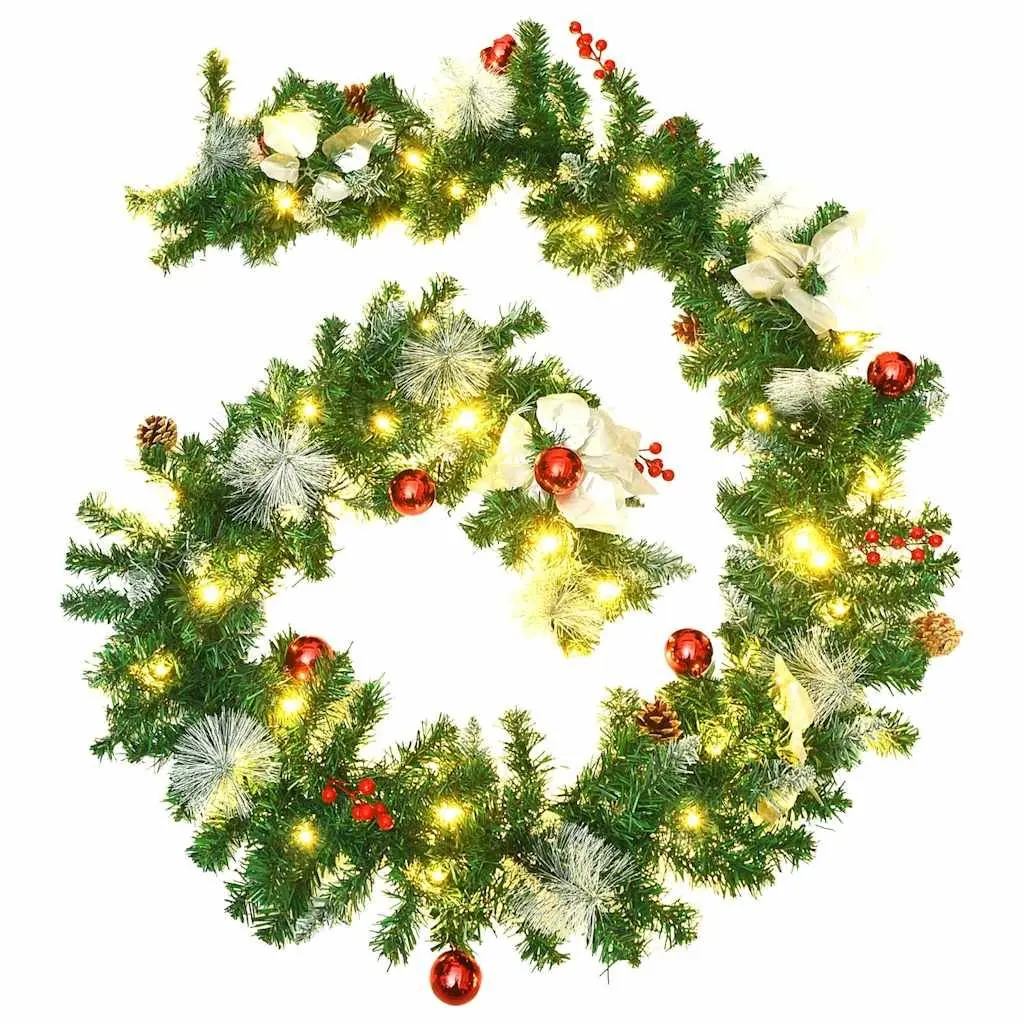 Christmas Garland LED Lights 2.7m Green Indoor Outdoor Decoration