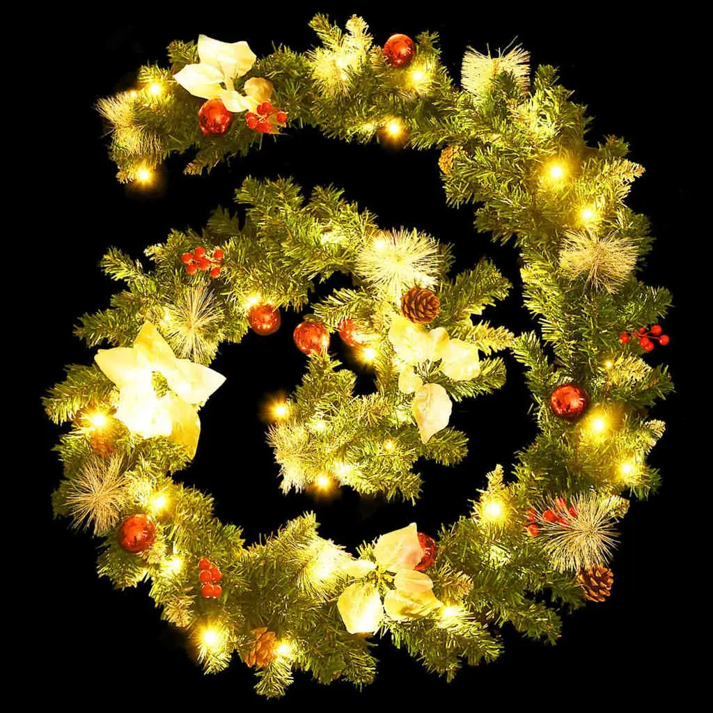 Christmas Garland LED Lights 2.7m Green Indoor Outdoor Decoration