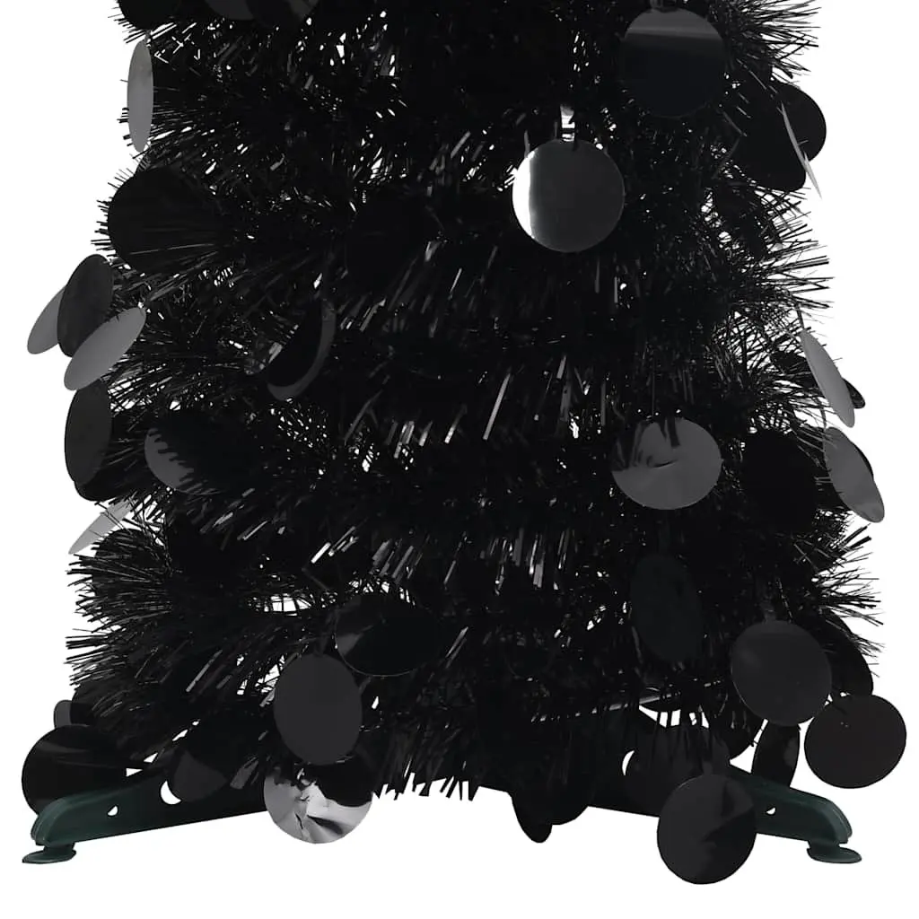 Pop-up Artificial Christmas Tree Black 120cm Lightweight Collapsible Holiday Decoration