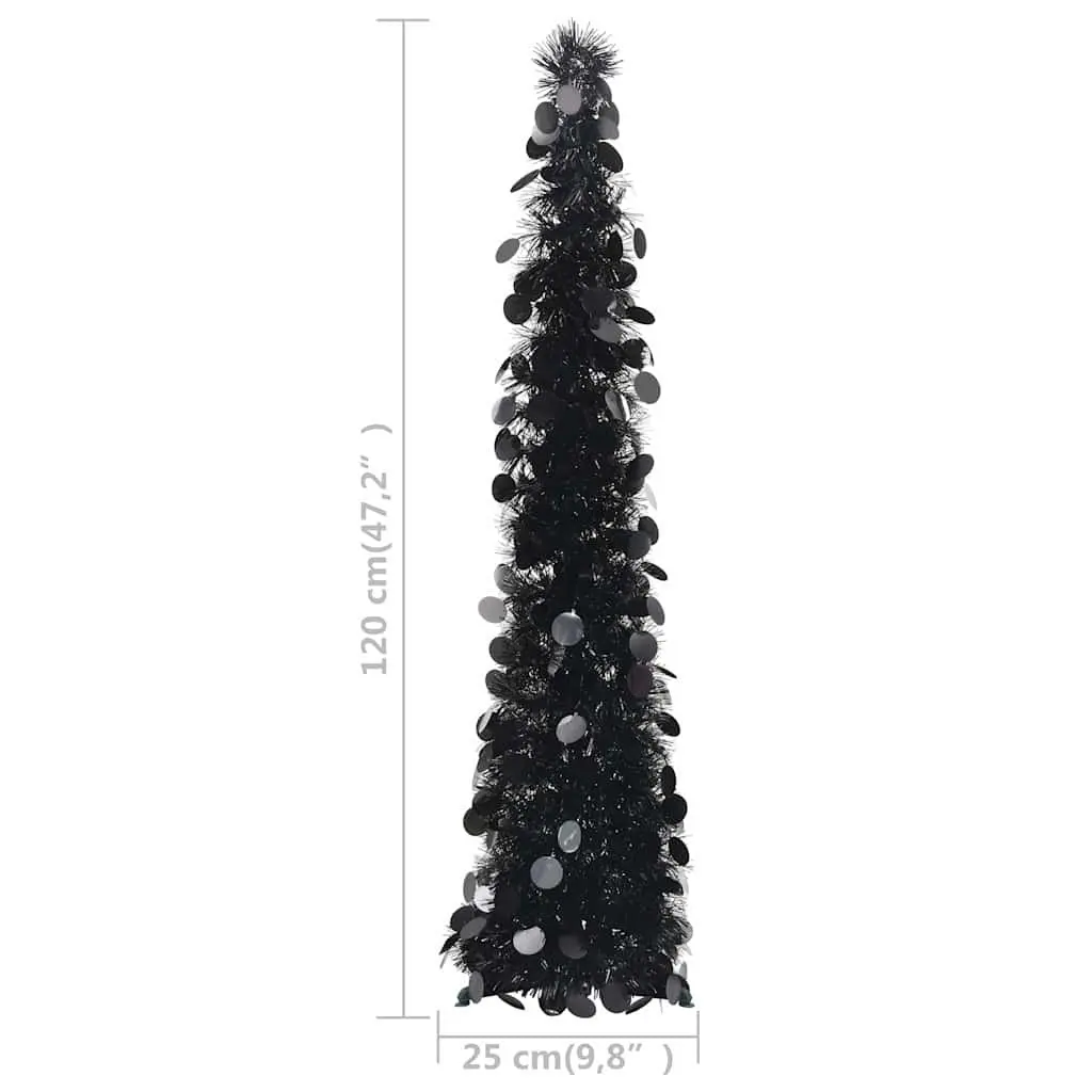 Pop-up Artificial Christmas Tree Black 120cm Lightweight Collapsible Holiday Decoration