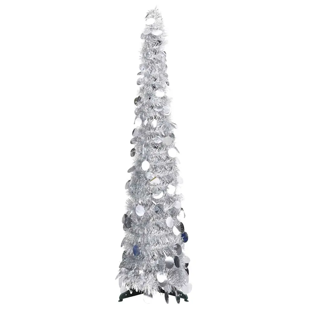 Artificial Christmas Tree Pop-Up 120cm Silver Lightweight Collapsible