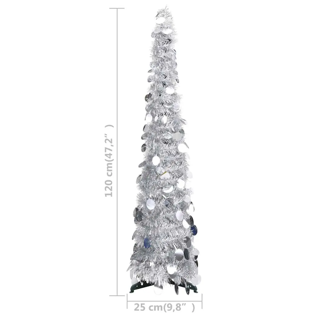 Artificial Christmas Tree Pop-Up 120cm Silver Lightweight Collapsible