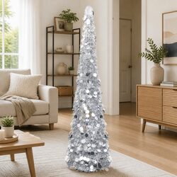 Functional 150cm Silver Pop-up Tree for Holiday Use