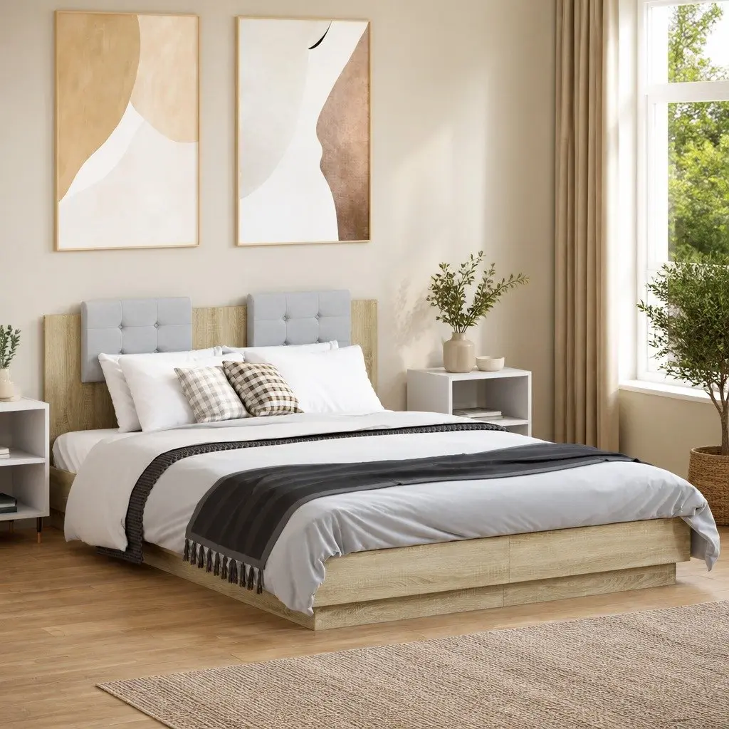 Brown Bed Frame with LED Lights