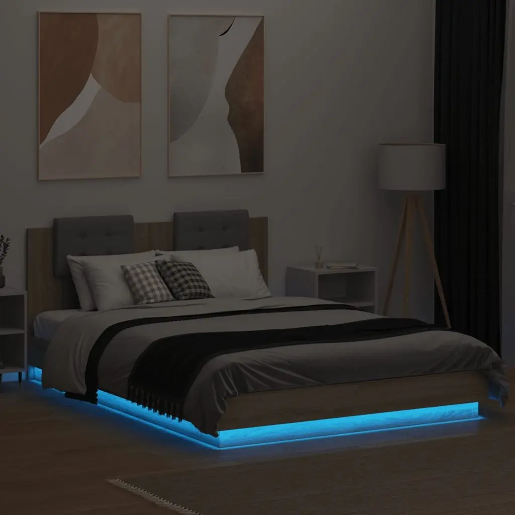 Brown Bed Frame with LED Lights