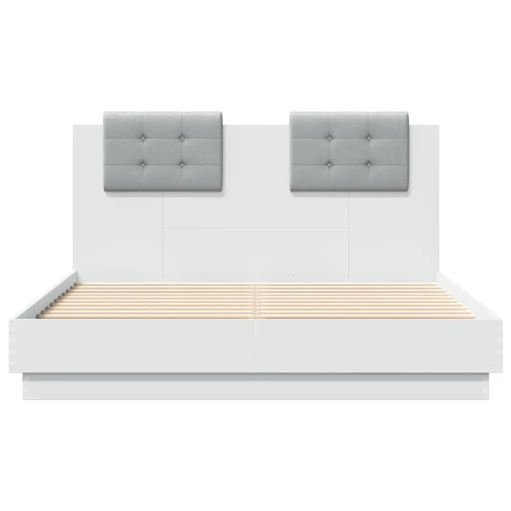 Bed Frame with RGB Lights and Solid Headboard 135x190 cm