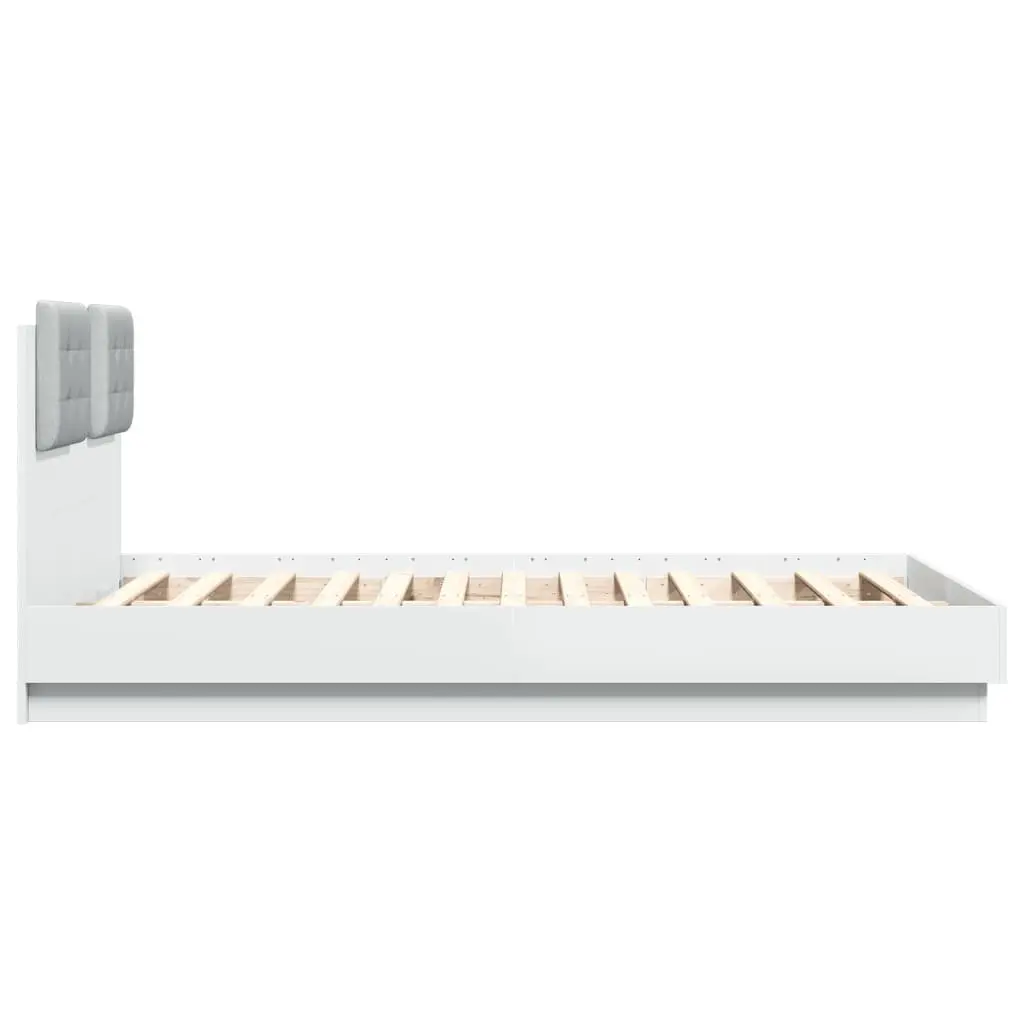 Bed Frame with RGB Lights and Solid Headboard 135x190 cm