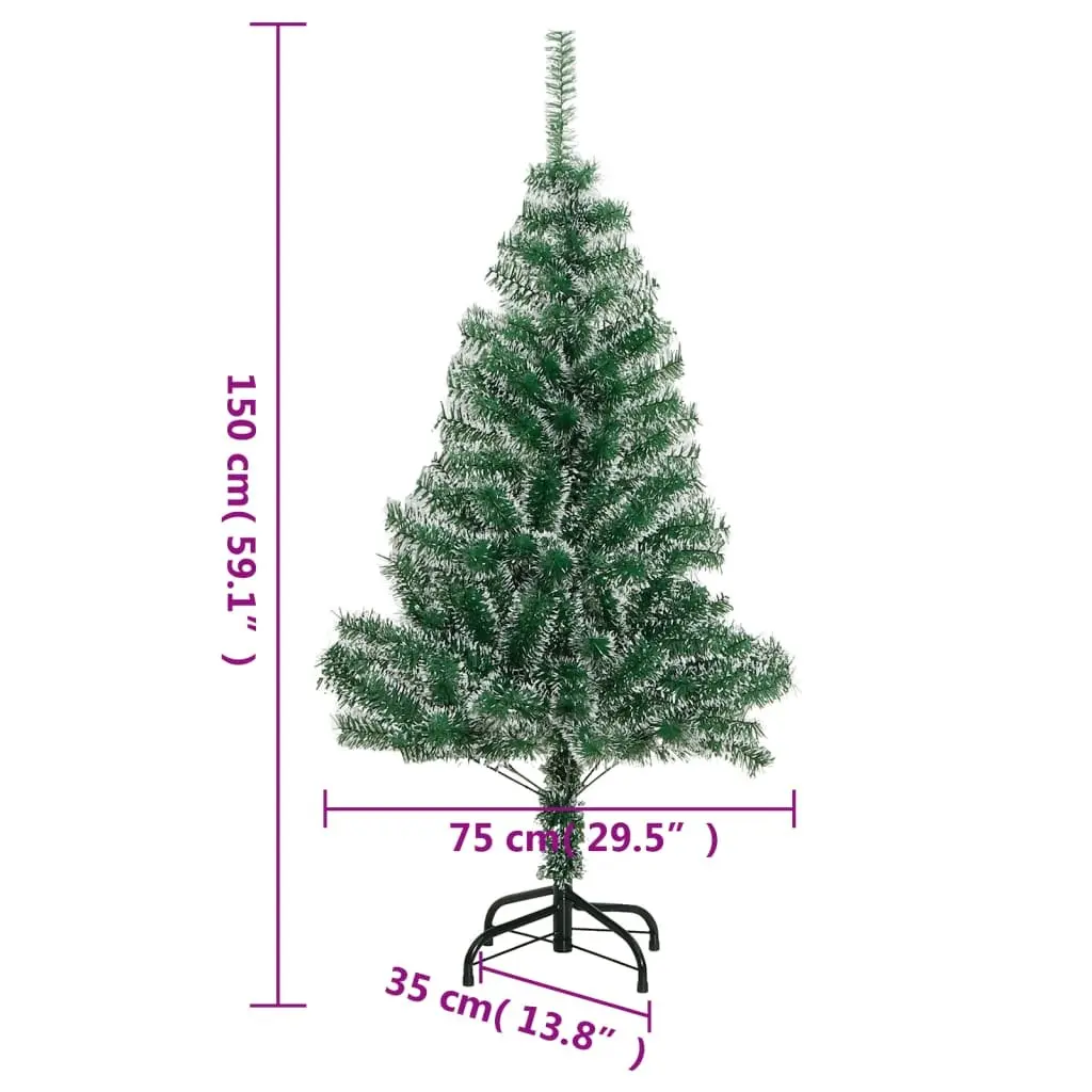 Artificial Christmas Tree 150 cm Flocked Snow with 150 LEDs 8 Lighting Modes