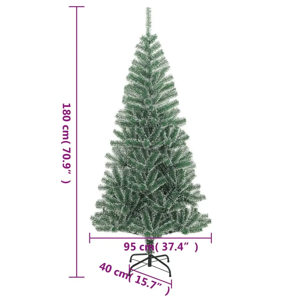 Flocked Snow Artificial Christmas Tree 180 cm Green with 300 LEDs and 8 Light Modes